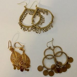 Lot Gold Chandelier Earrngs